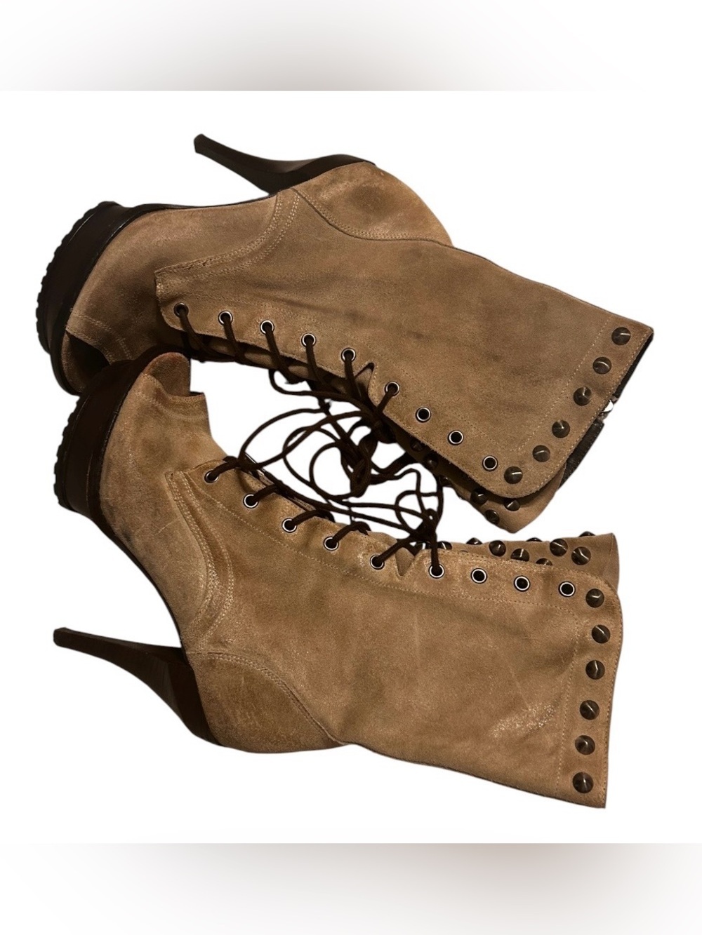 Y2K Lisa For Donald J Pliner Platform Stiletto Lace Up Militant Victorian Boot 8 - Picture 2 of 16